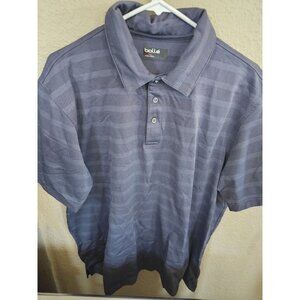 Bolle Blue Ish Gray Striped Golf Polo Shirt Men's Size XL Athletic Short Sleeve